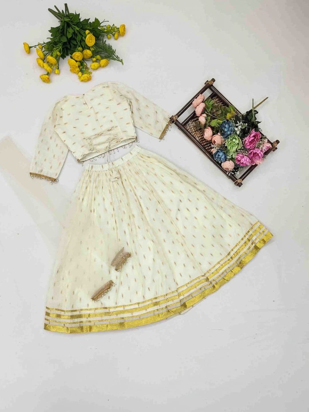 RJ ONLINE Girls Embellished Sequinned Semi-Stitched Lehenga & Blouse With Dupatta - view 1