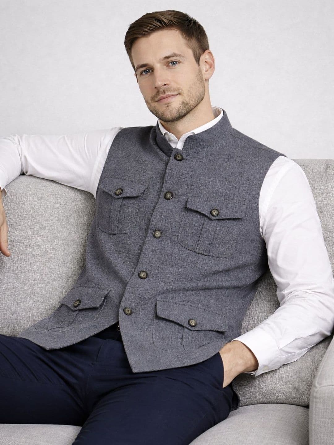 Latest Chikan Garments Mendarian Collar Neck Jacket