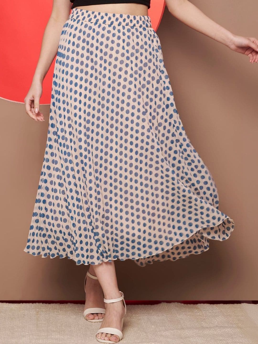 OTABU Women Cotton Blend Floral Midi Flared Skirt - view 1
