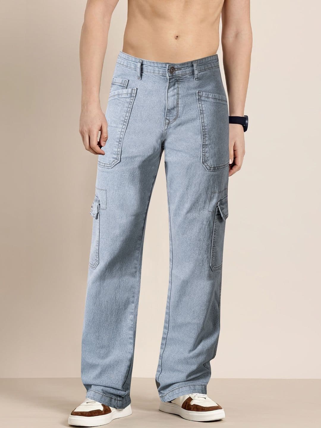 RIG BONE Men Loose Relaxed Fit Mid-Rise Light Fade Stretchable Jeans - view 1