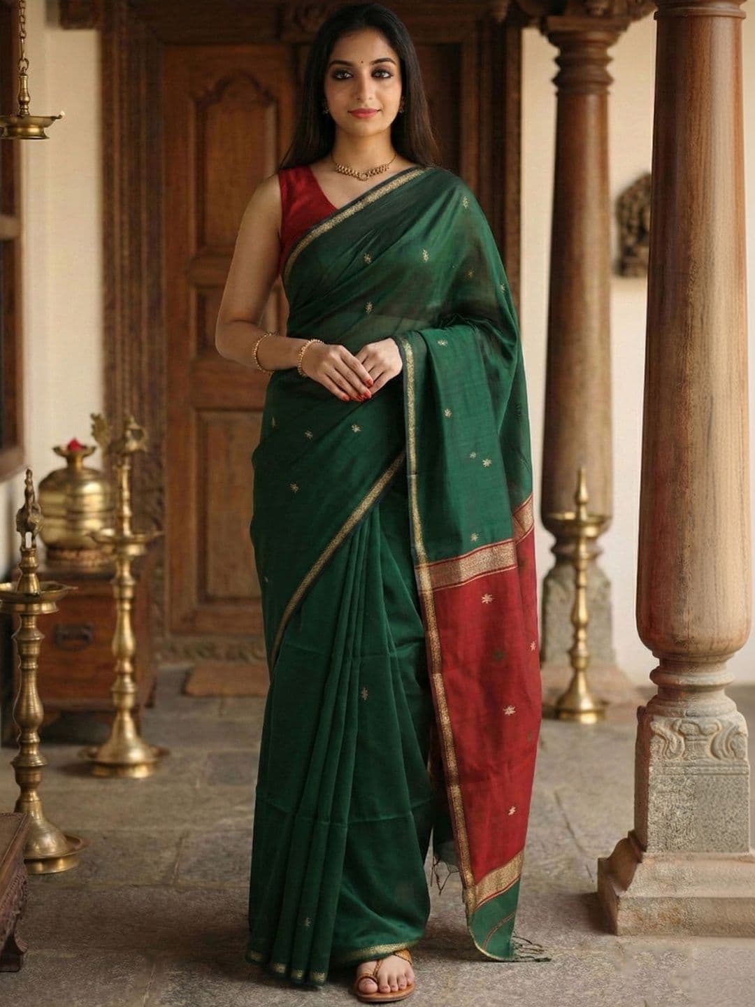 KALINI Embellished Zari Kanjeevaram Saree - view 1