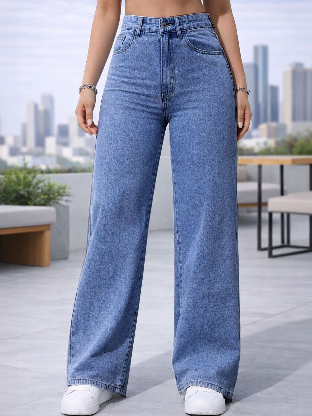 Flying Girls Women Cigarette Boyfriend Fit High-Rise Light Fade Stretchable Jeans - view 1