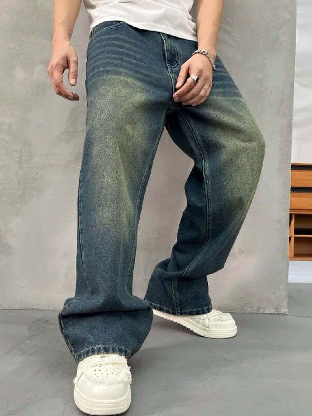 SZN Men Wide Leg Mid-Rise Medium Shade Jeans - view 1
