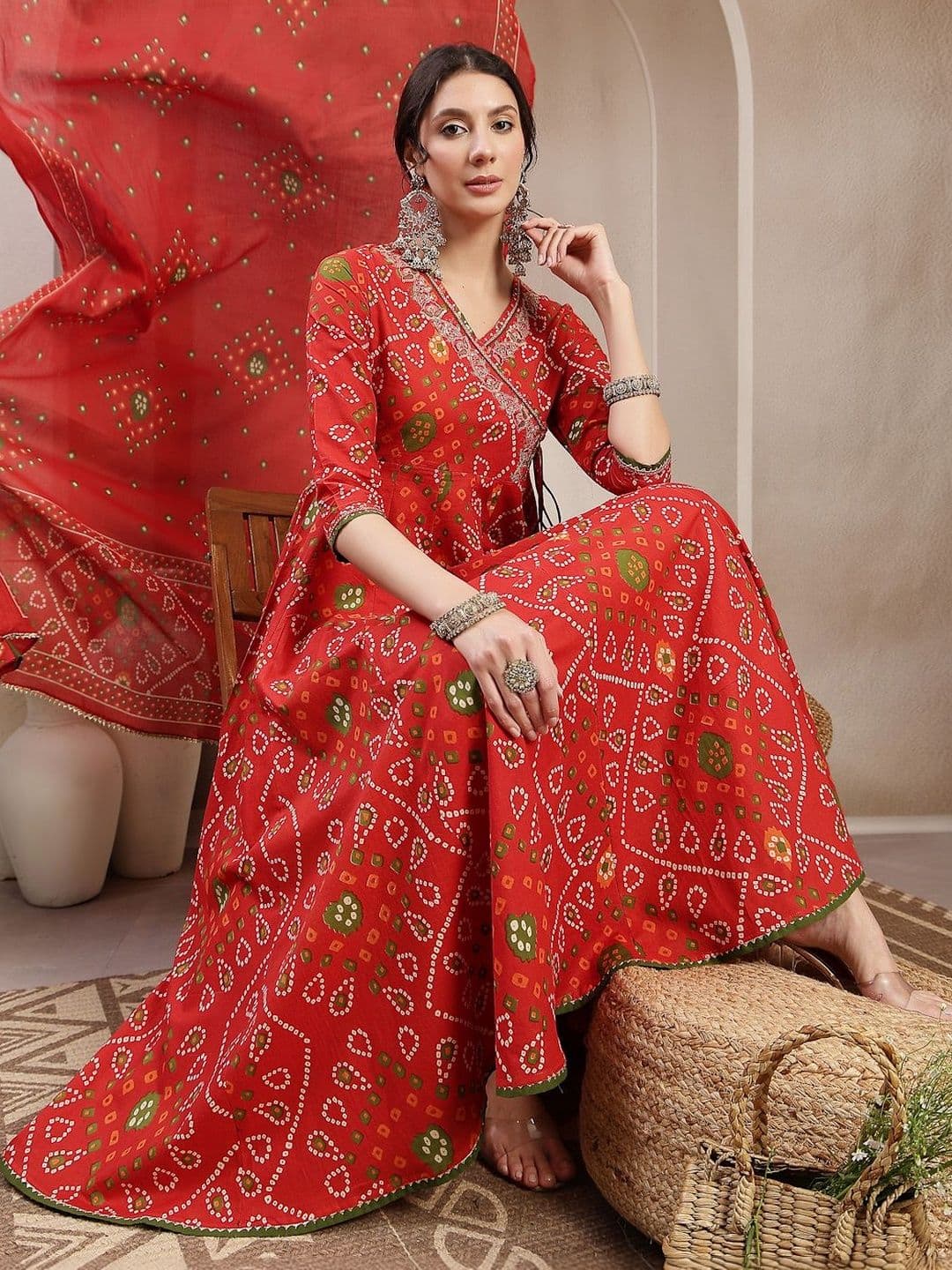 KIMAYRA Women Printed Regular Pure Cotton Kurta with Palazzos & With Dupatta - view 1