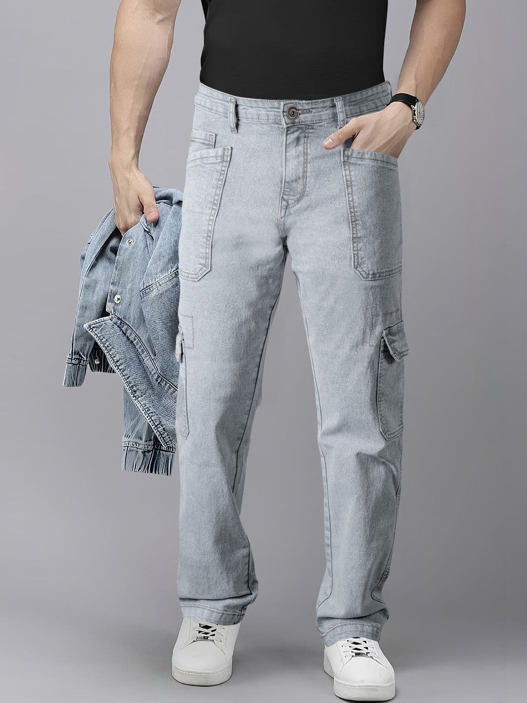 RIG BONE Men Loose Relaxed Fit Mid-Rise Light Fade Stretchable Jeans - view 1