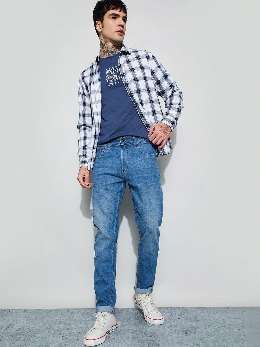 Fame Forever by Lifestyle Men Tapered Fit Mid-Rise Light Fade Jeans - view 1