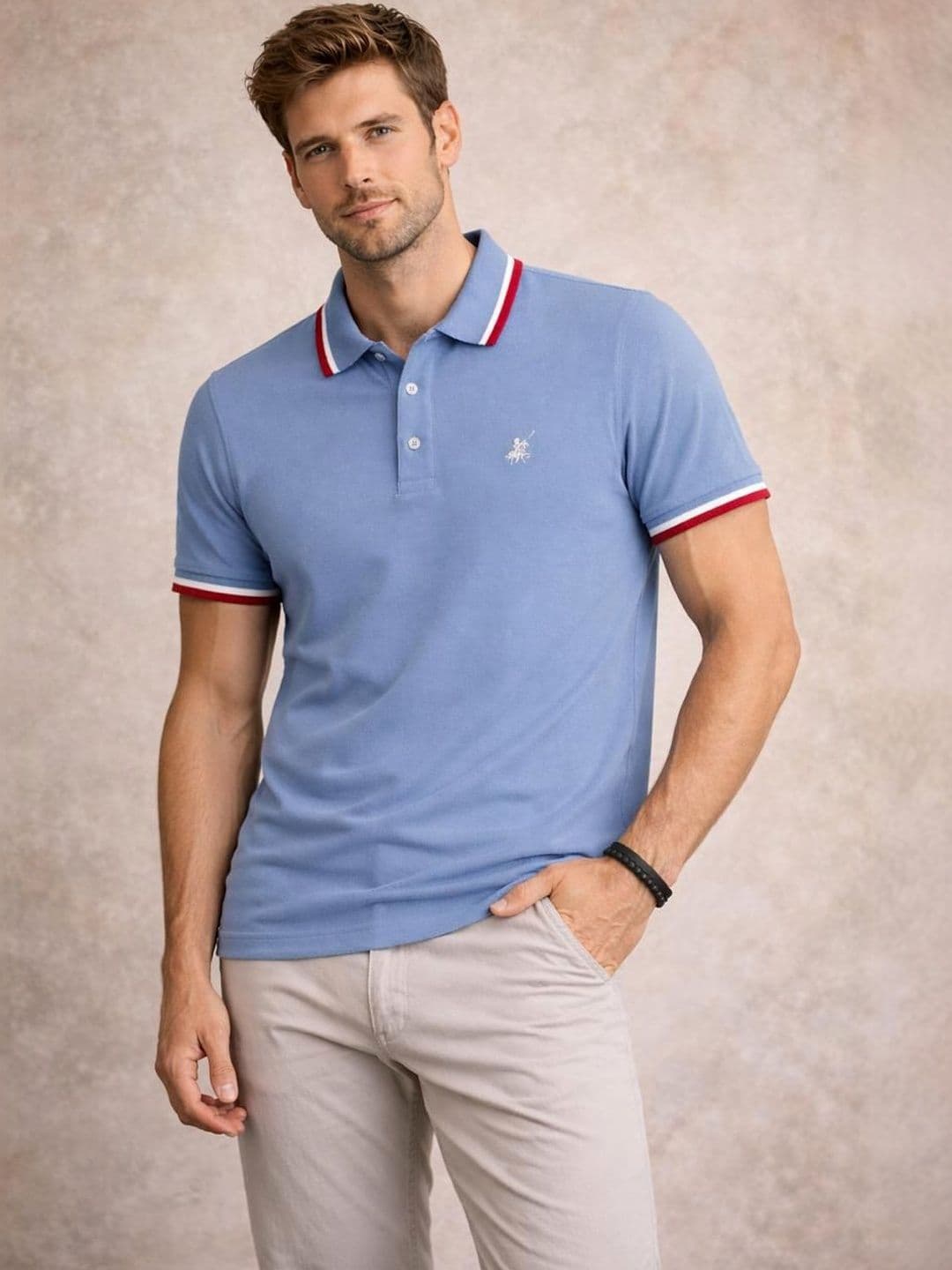 Raves Men Brand Logo Polo Collar Bio Finish T-shirt - view 1