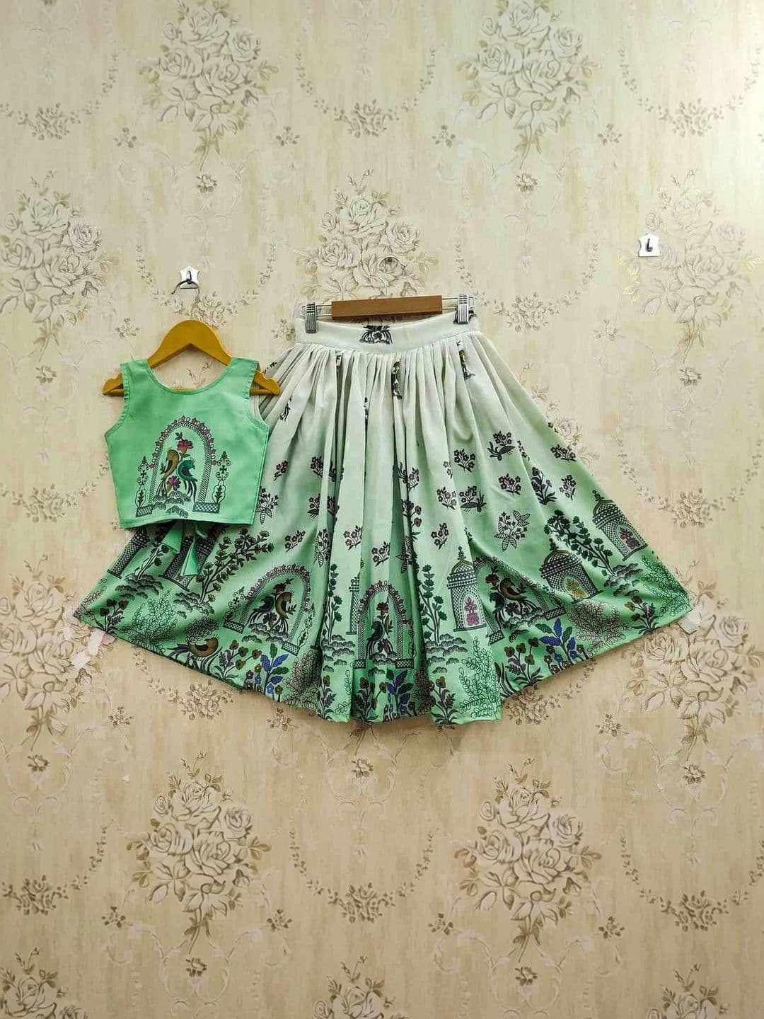 JOVK DESIGN Girls Printed Tie and Dye Semi-Stitched Lehenga & - view 1