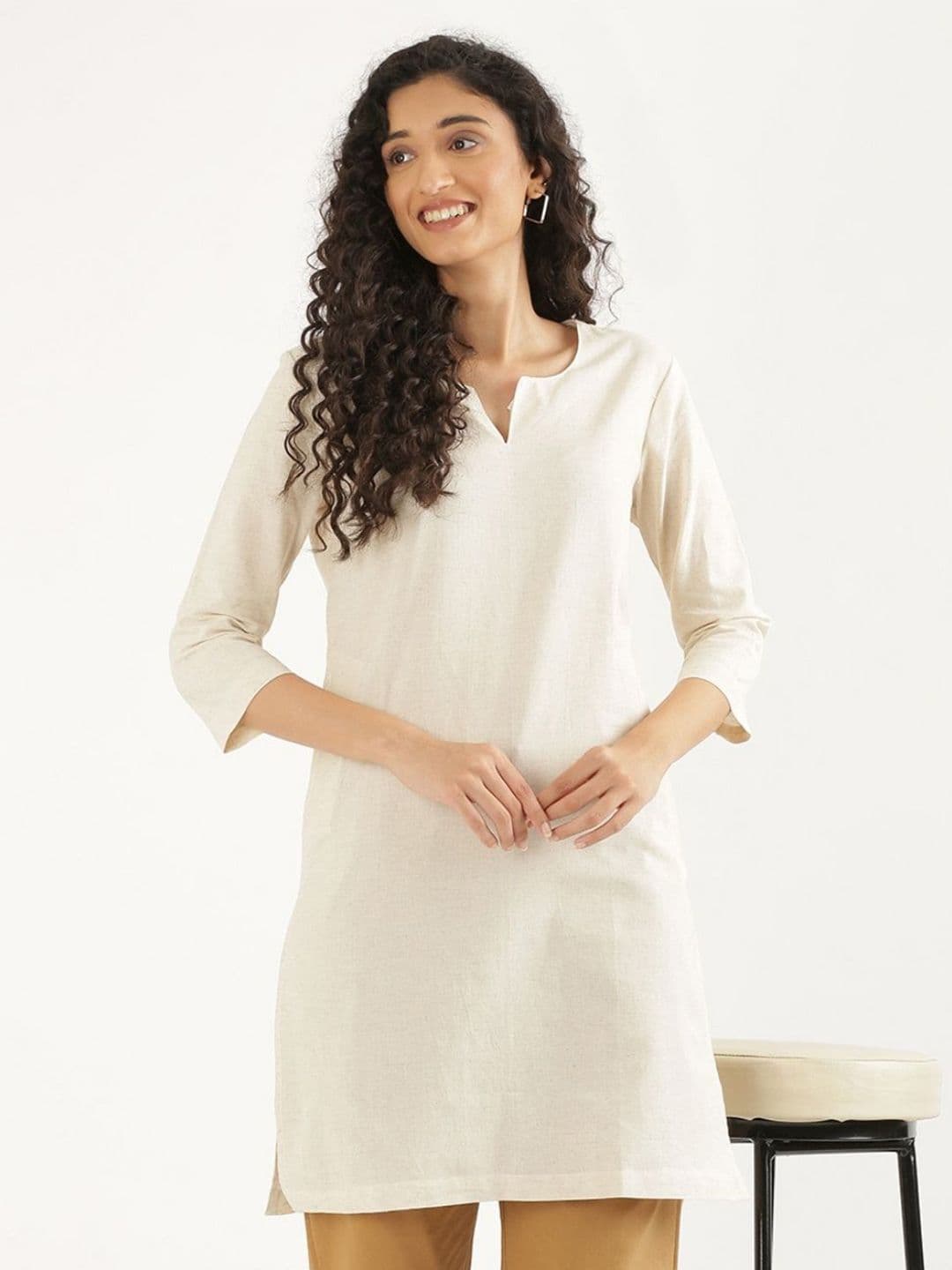 SAADAA Airy Linen Mid Thigh Length Kurta - view 1