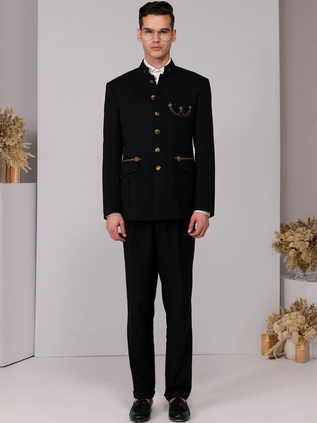 S&N by Shantnu Nikhil Men Tailored Jacket with Embroidered - view 1
