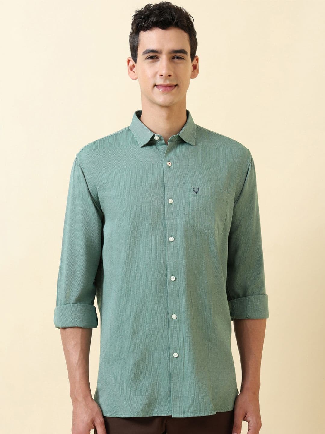 Allen Solly Men Green Sport Fit Self Design Casual Shirt - view 1