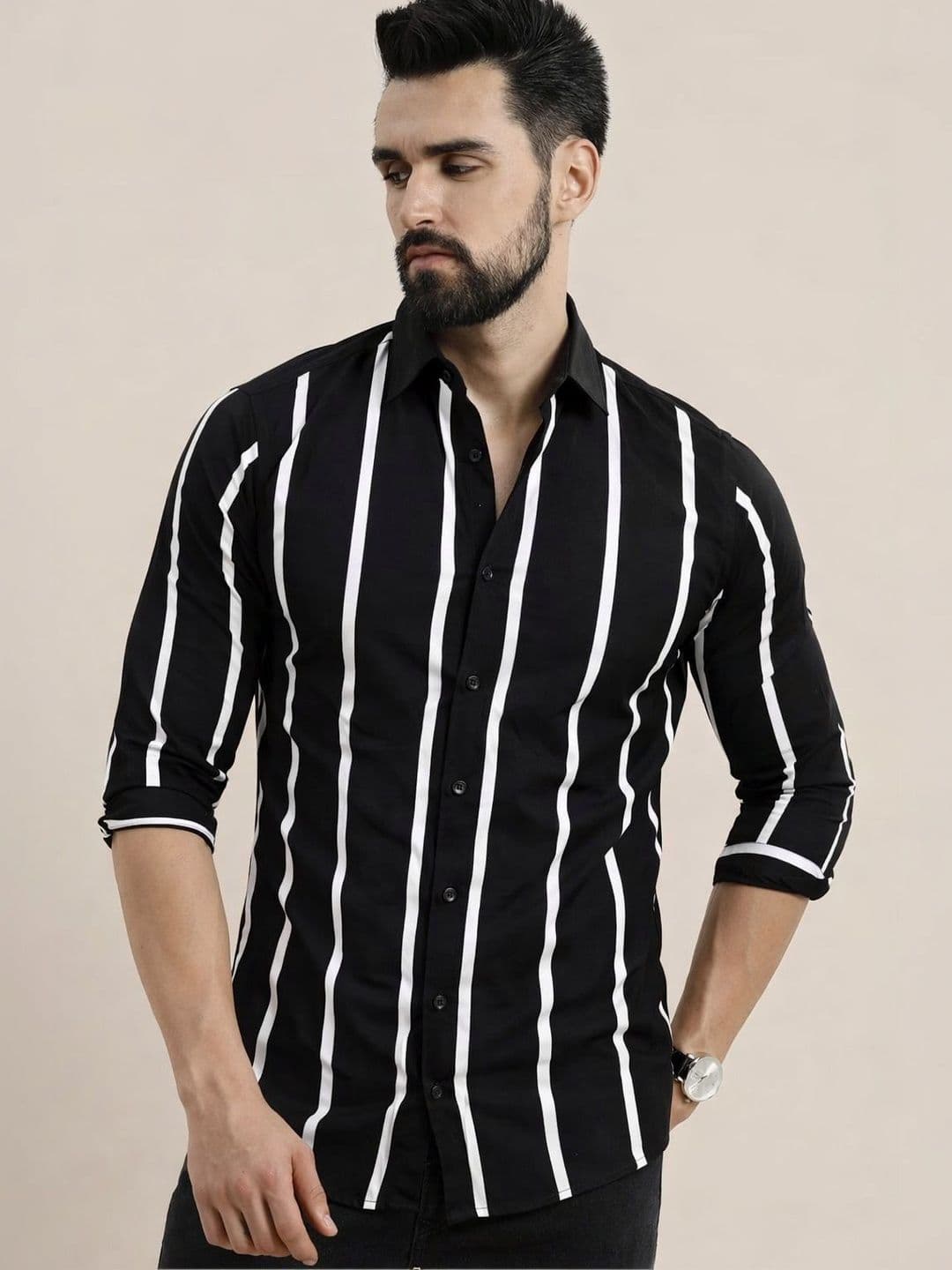 COMBRAIDED Men Striped Spread Collar Casual Shirt - view 1