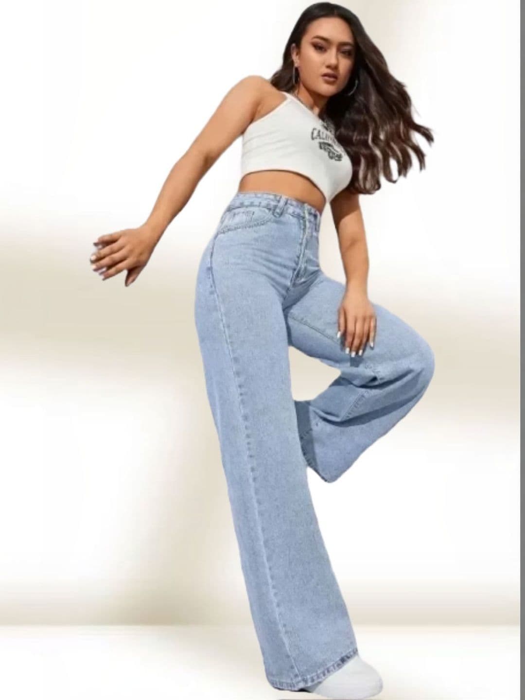 jeancherry Women Classic Straight Fit Mid-Rise Light Fade Stretchable Jeans - view 1