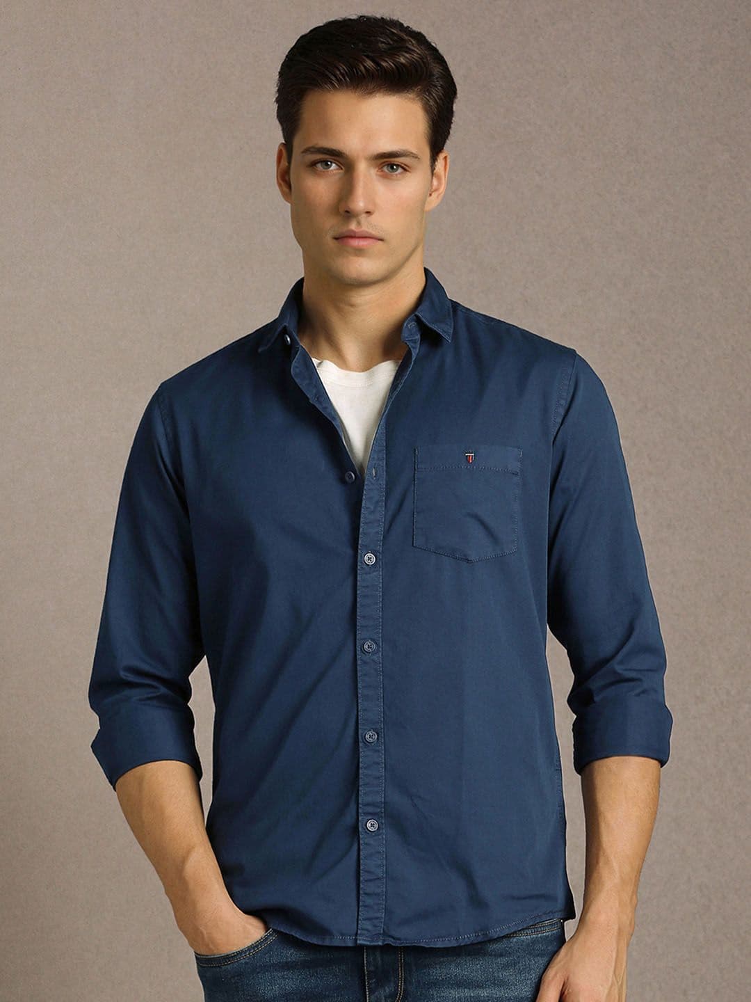 Louis Philippe Jeans Men Slim Fit Over Dyed Soft Handfeel Full Sleeve Casual Shirt - view 1