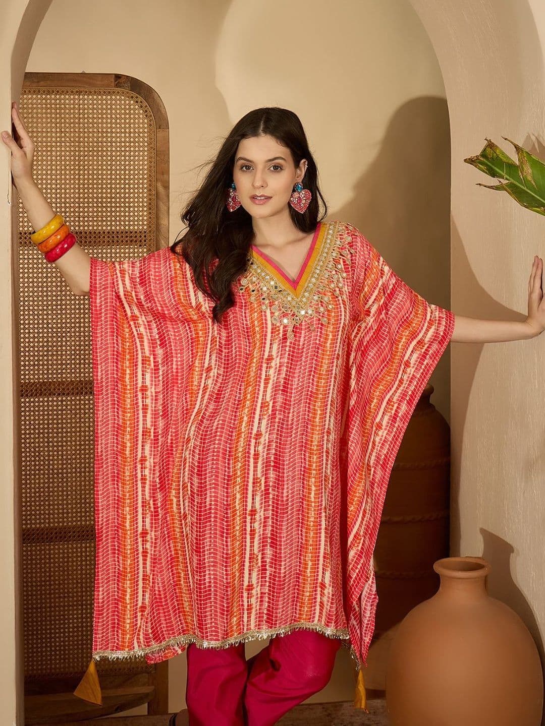 Ethnic Junction Women Printed Regular Mirror Work Kurta with Trousers - view 1