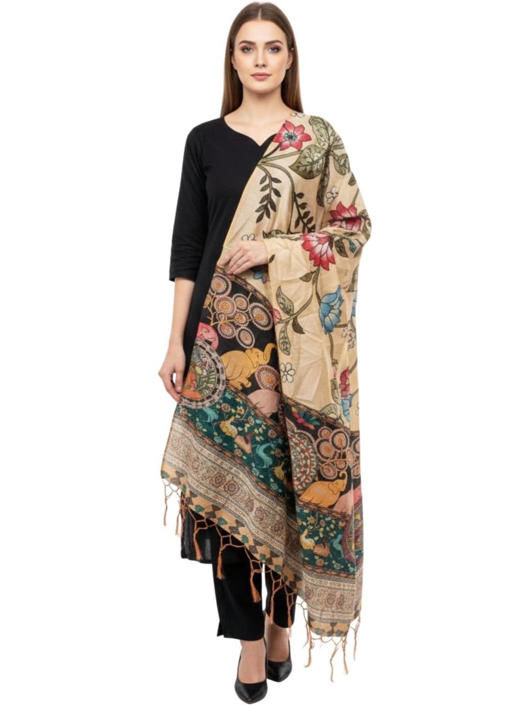SEKMANY Printed Kalamkari Dupatta - view 1