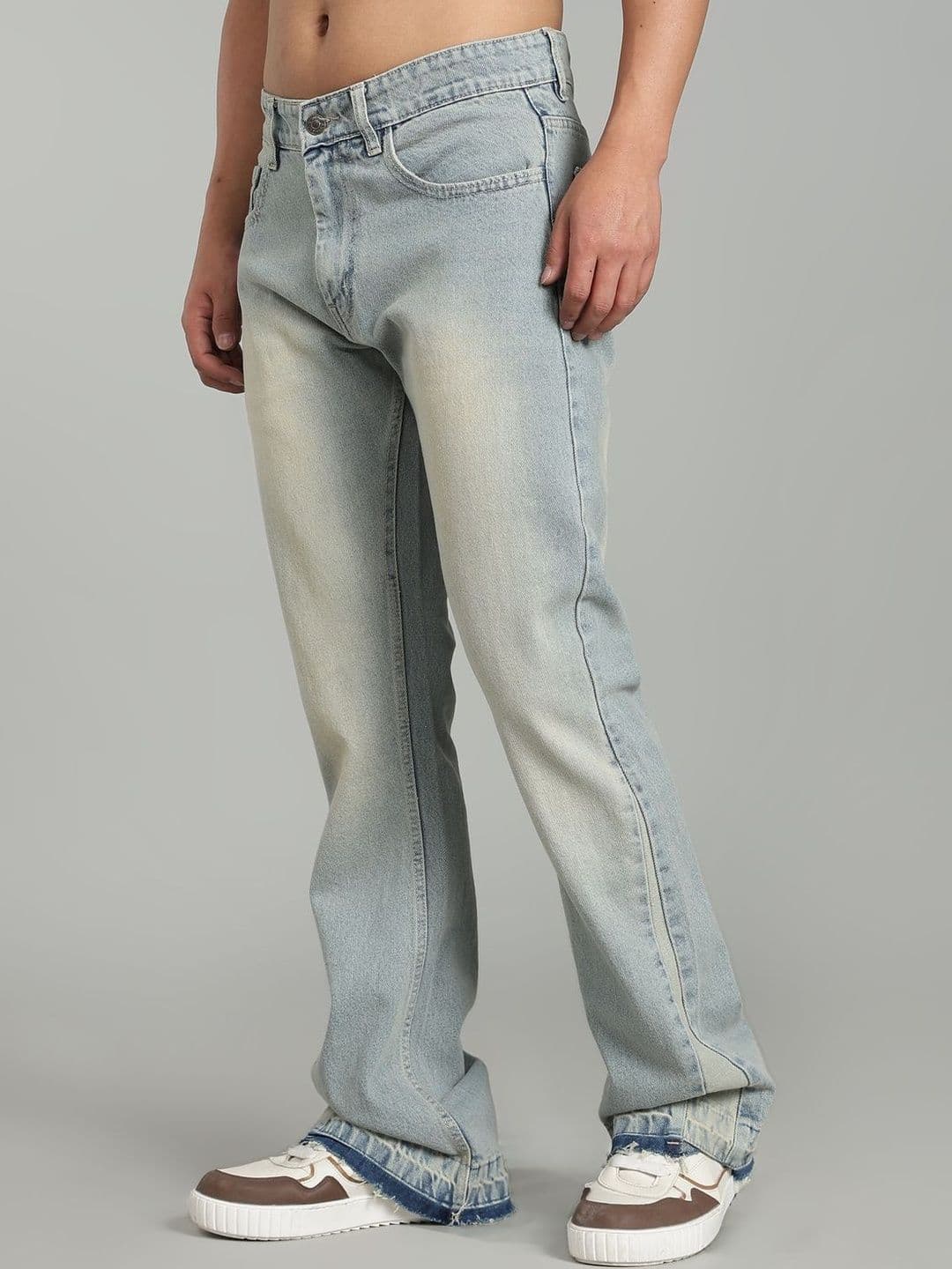 FOUL CHILD Men Flared Mid-Rise Light Fade Jeans - view 1