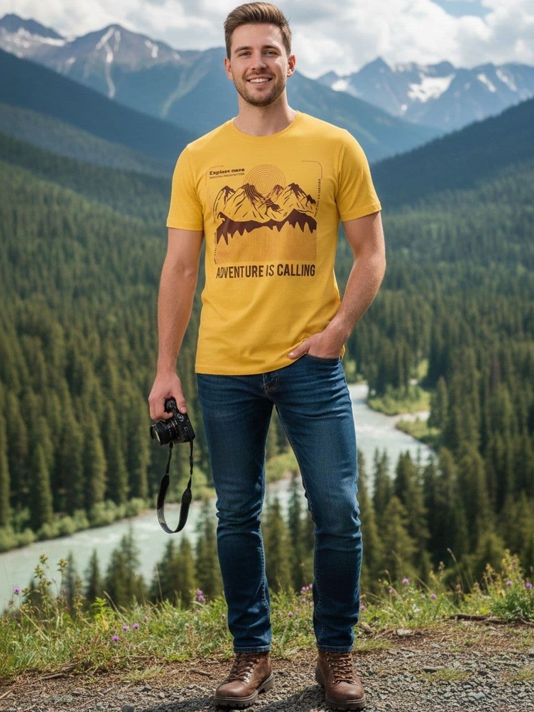 The Roadster Lifestyle Co Printed Cotton Round Neck T-shirt - view 1