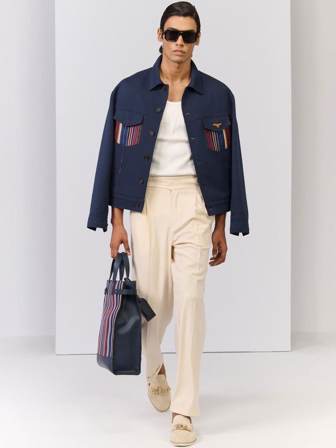 S&N by Shantnu Nikhil Men Colourblocked Woven with Embroidered Jacket - view 1