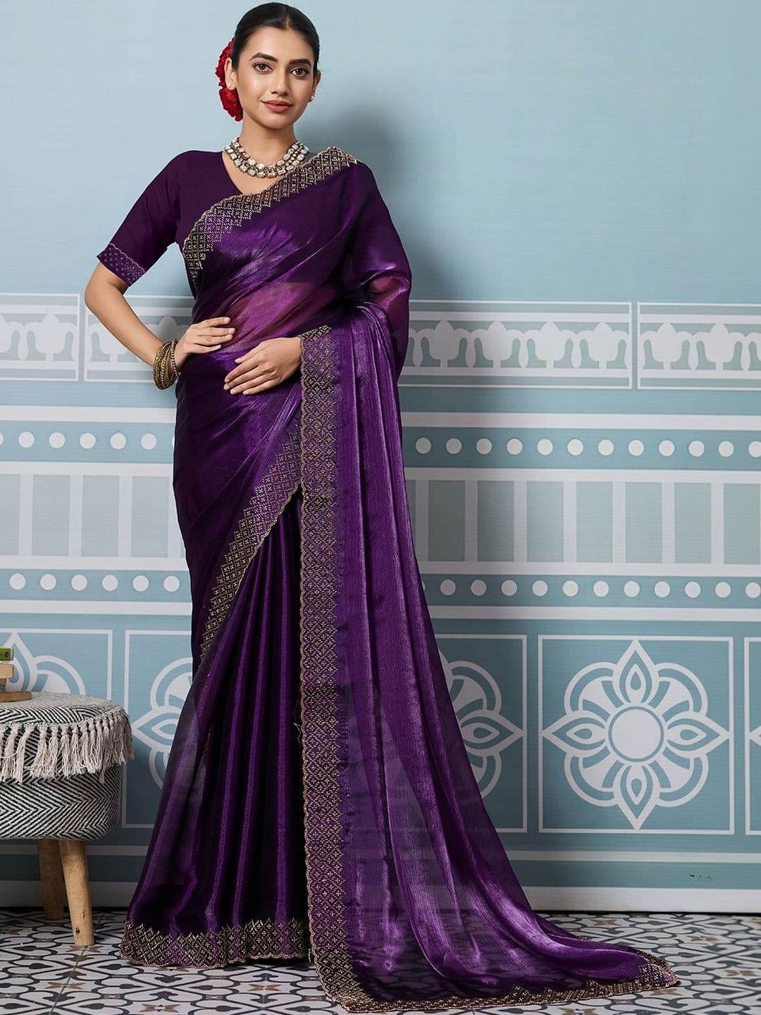 SZN Embellished Zari Organza Heavy Work Saree - view 1