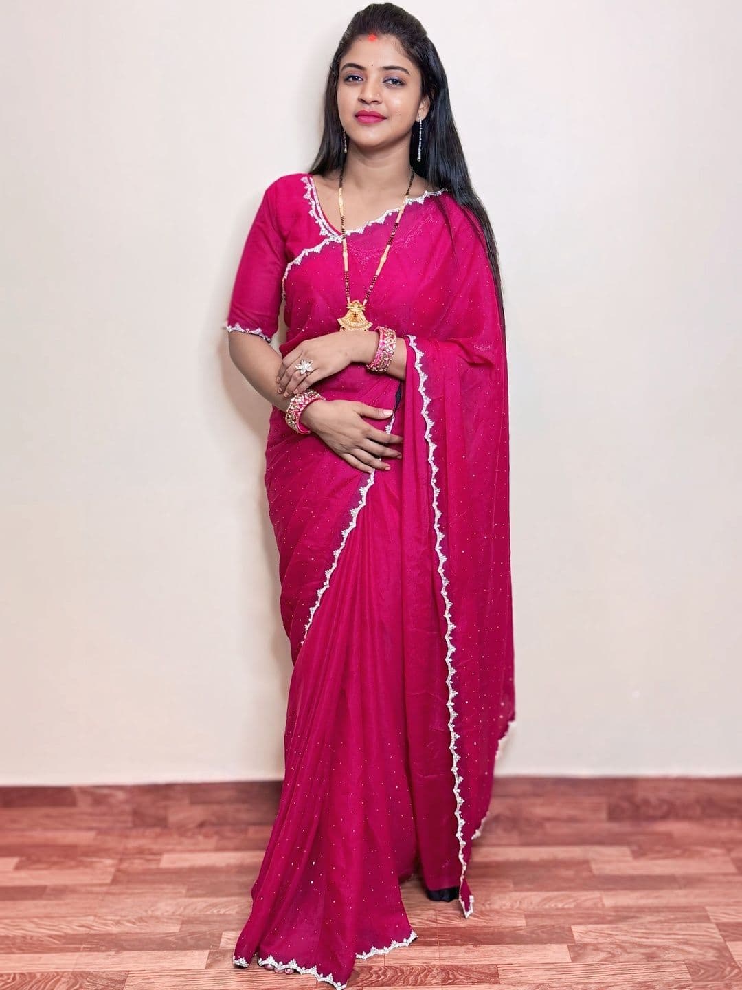 BRIJSHREYA FASHION Embellished Poly Georgette Saree - view 1