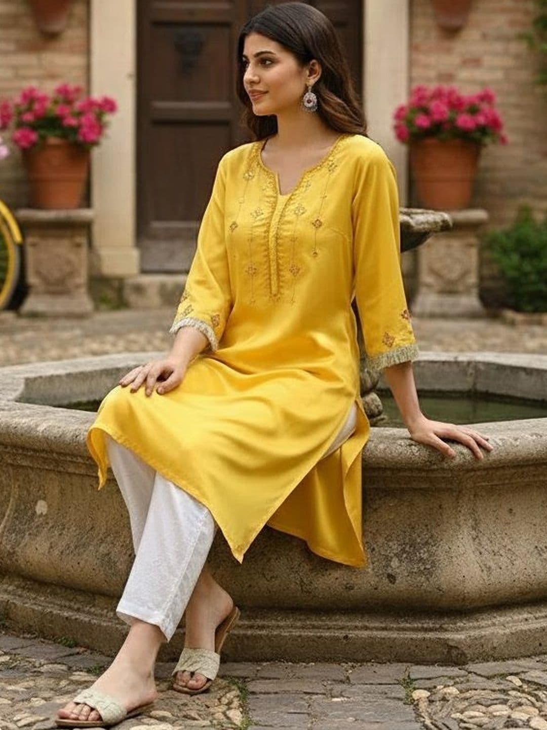 Maaesa Women Embroidered Kurta - view 1