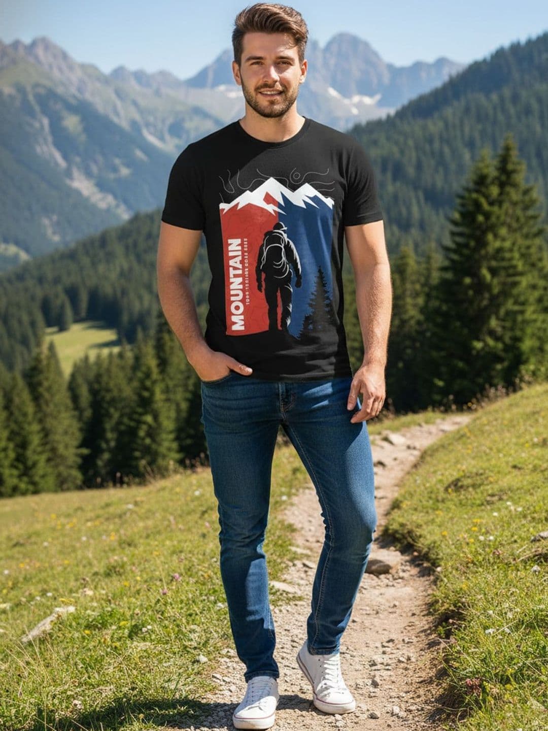 The Roadster Lifestyle Co Printed Cotton Round Neck T-shirt - view 1