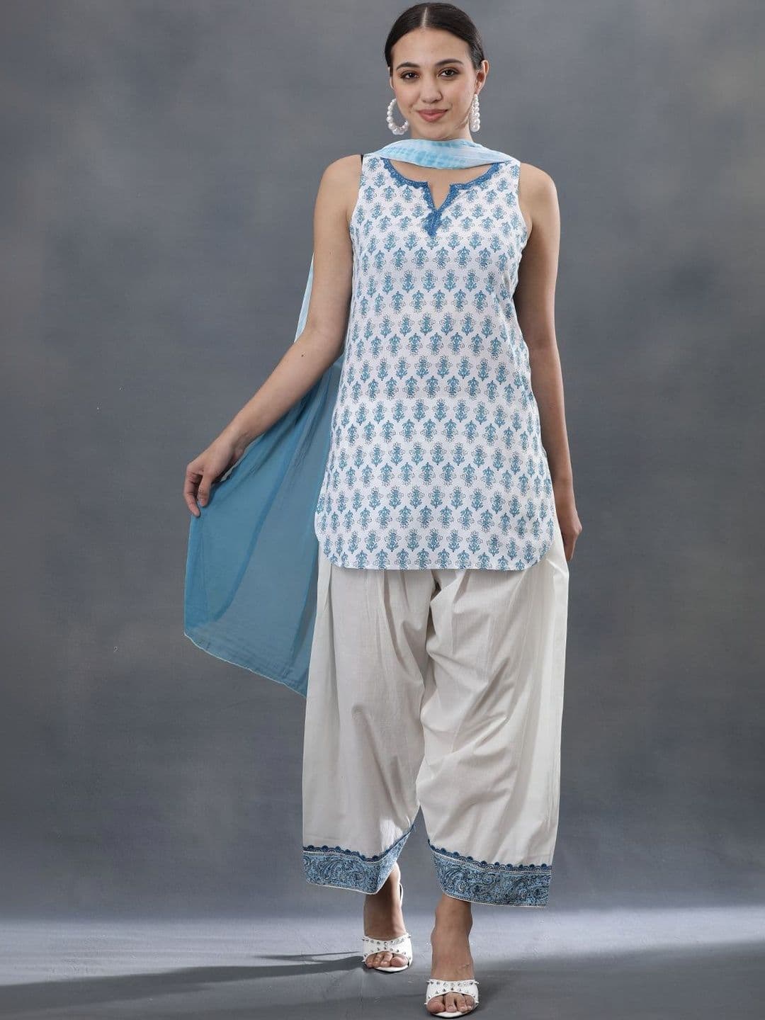 Anouk Women Cotton Printed Straight Kurti Farshi Salwar with Dupatta - view 1