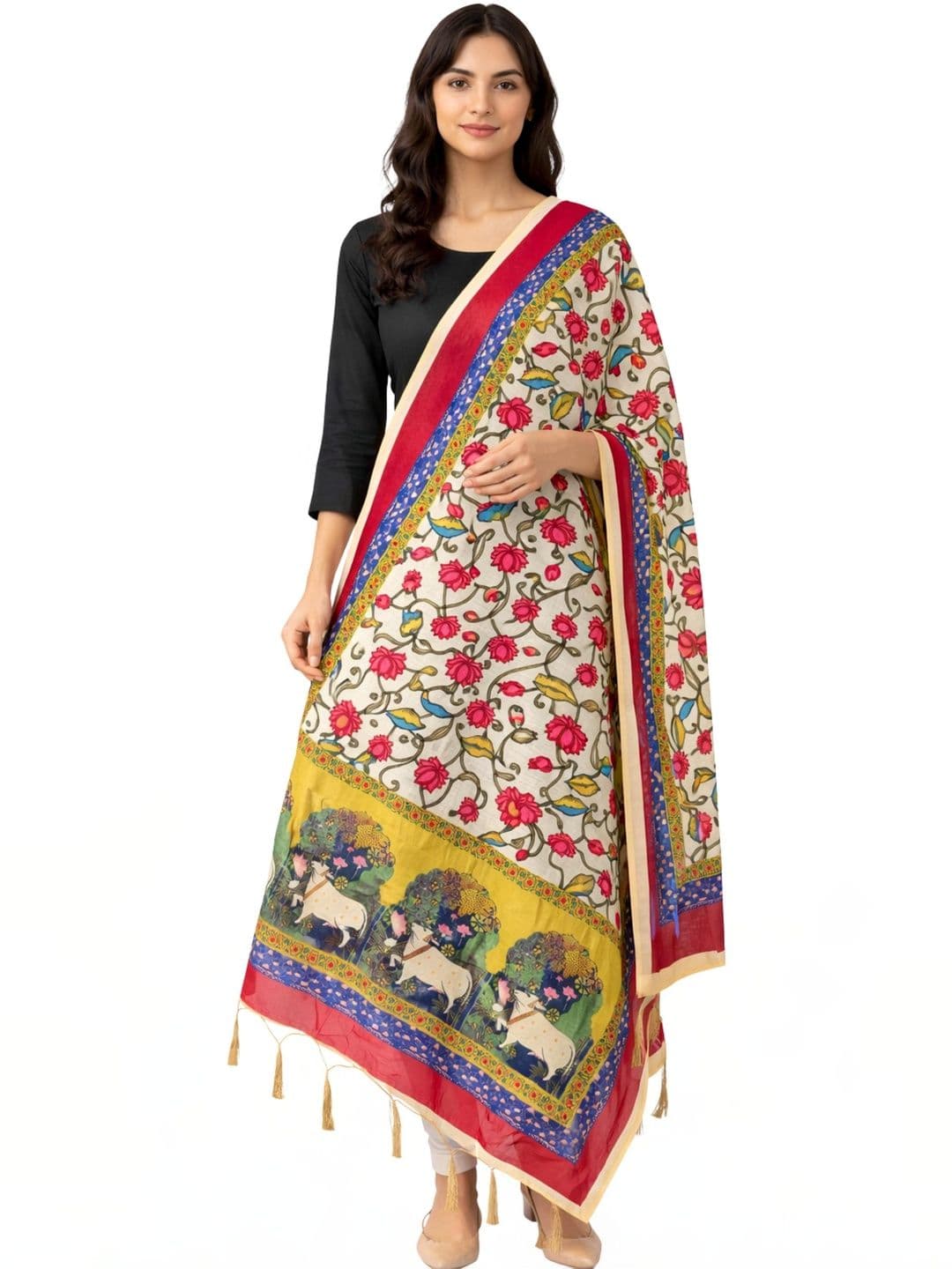 SEKMANY Printed Kalamkari Dupatta - view 1