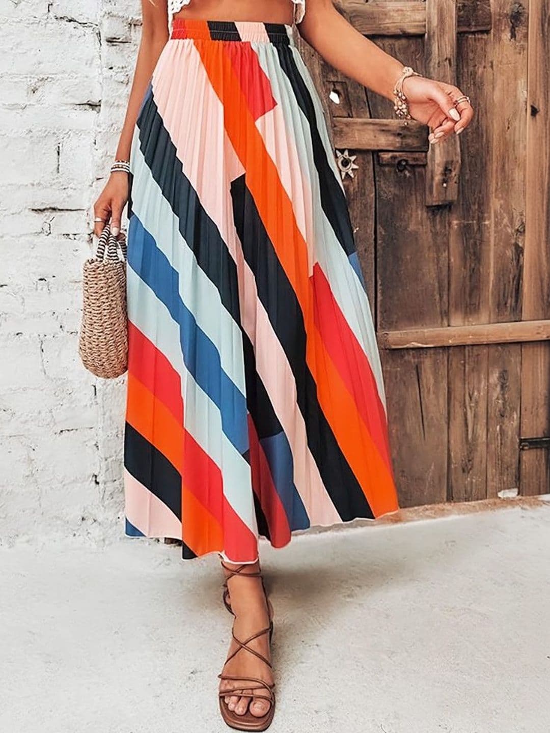 Stylecast X Slyck Women Striped Maxi A-Line Skirt - view 1