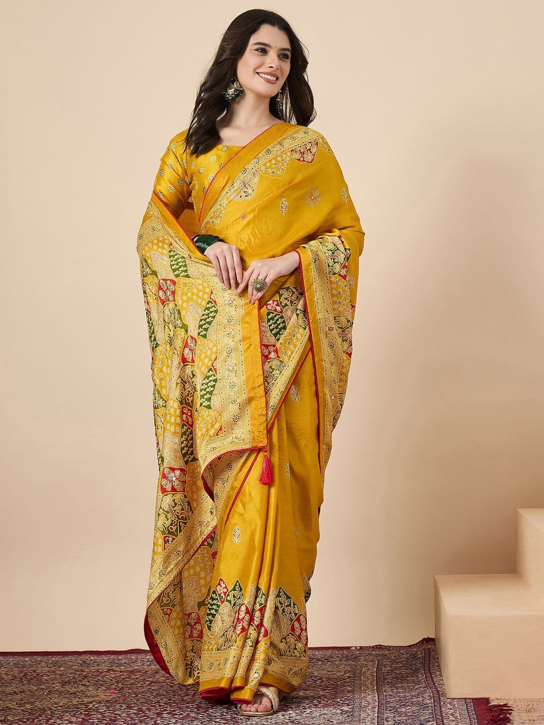 Saree mall Ethnic Motifs Zari Poly Georgette Heavy Work Paithani Sarees - view 1