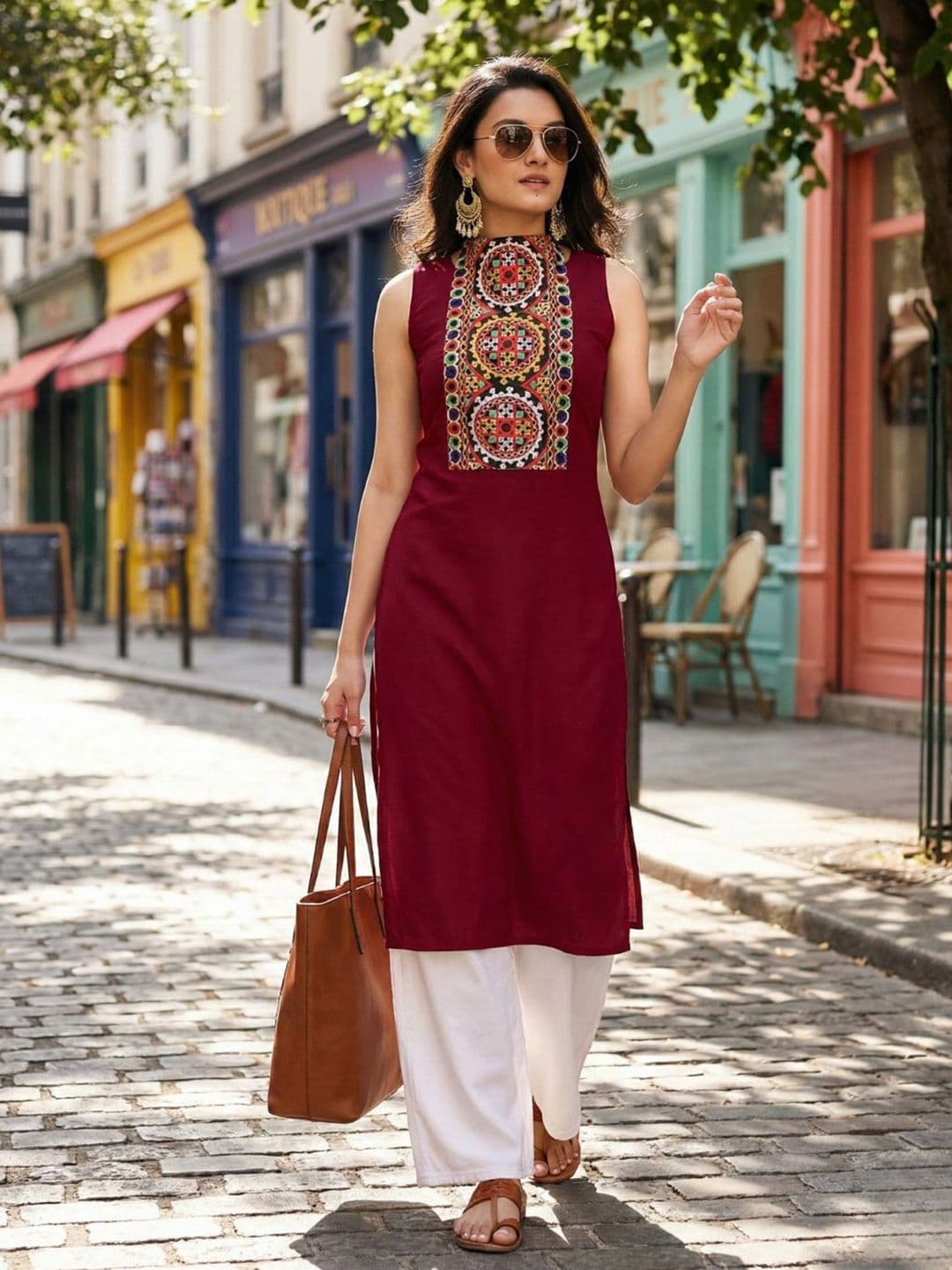 Youthnic Women Ethnic Motifs Embroidered Patchwork Kurta - view 1