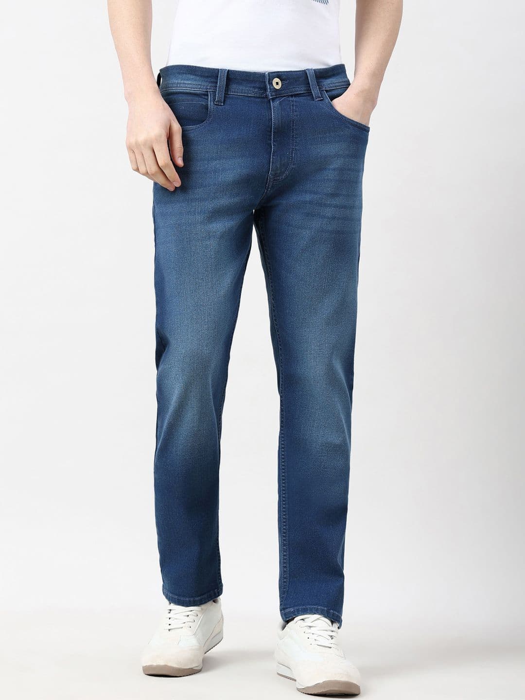 Peter England Casuals Men Mid-Rise Tapered Fit Heavy Fade Jeans - view 1