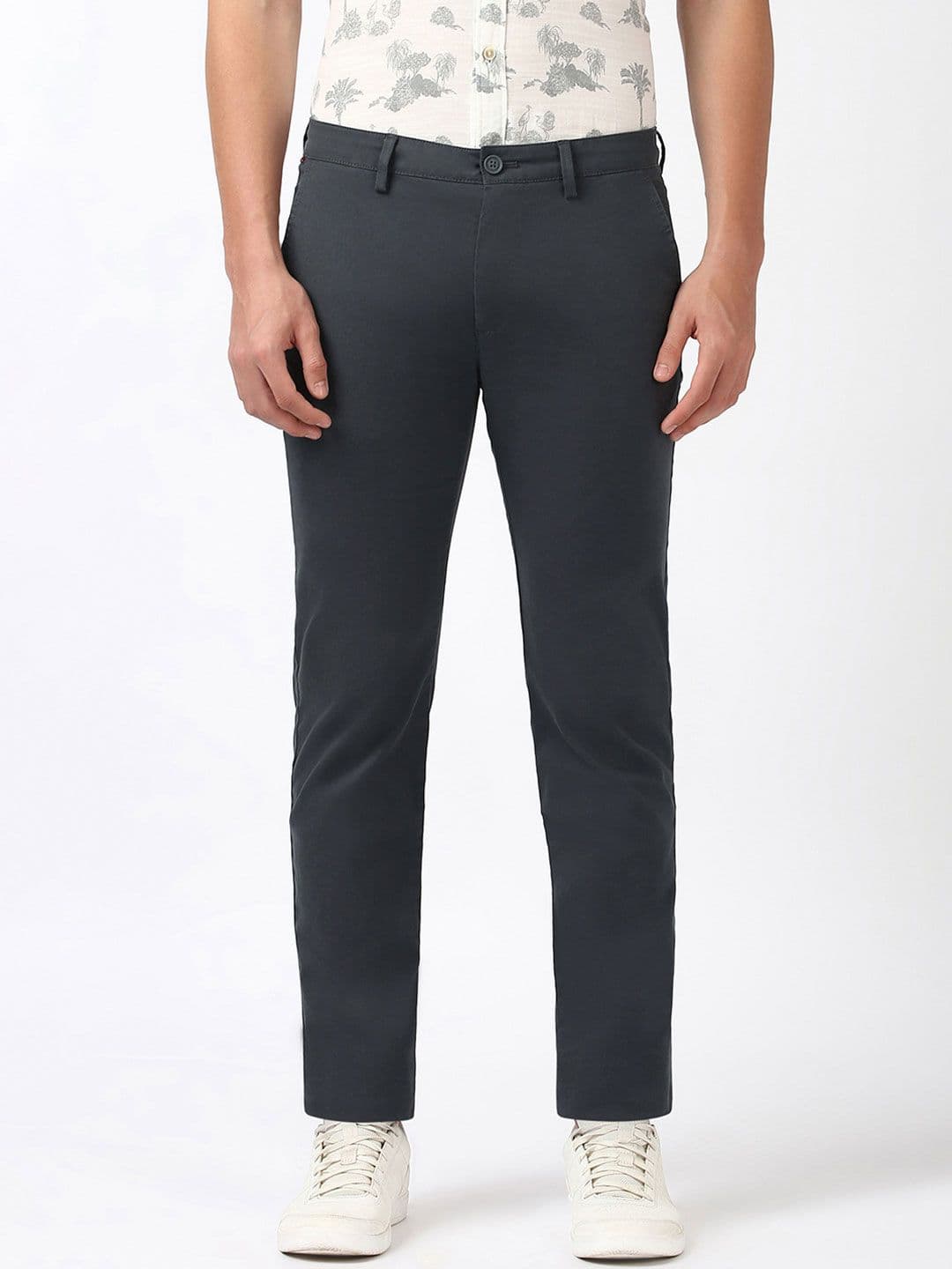 Peter England Casuals Men Super Slim Fit cotton solid Trousers - view 1