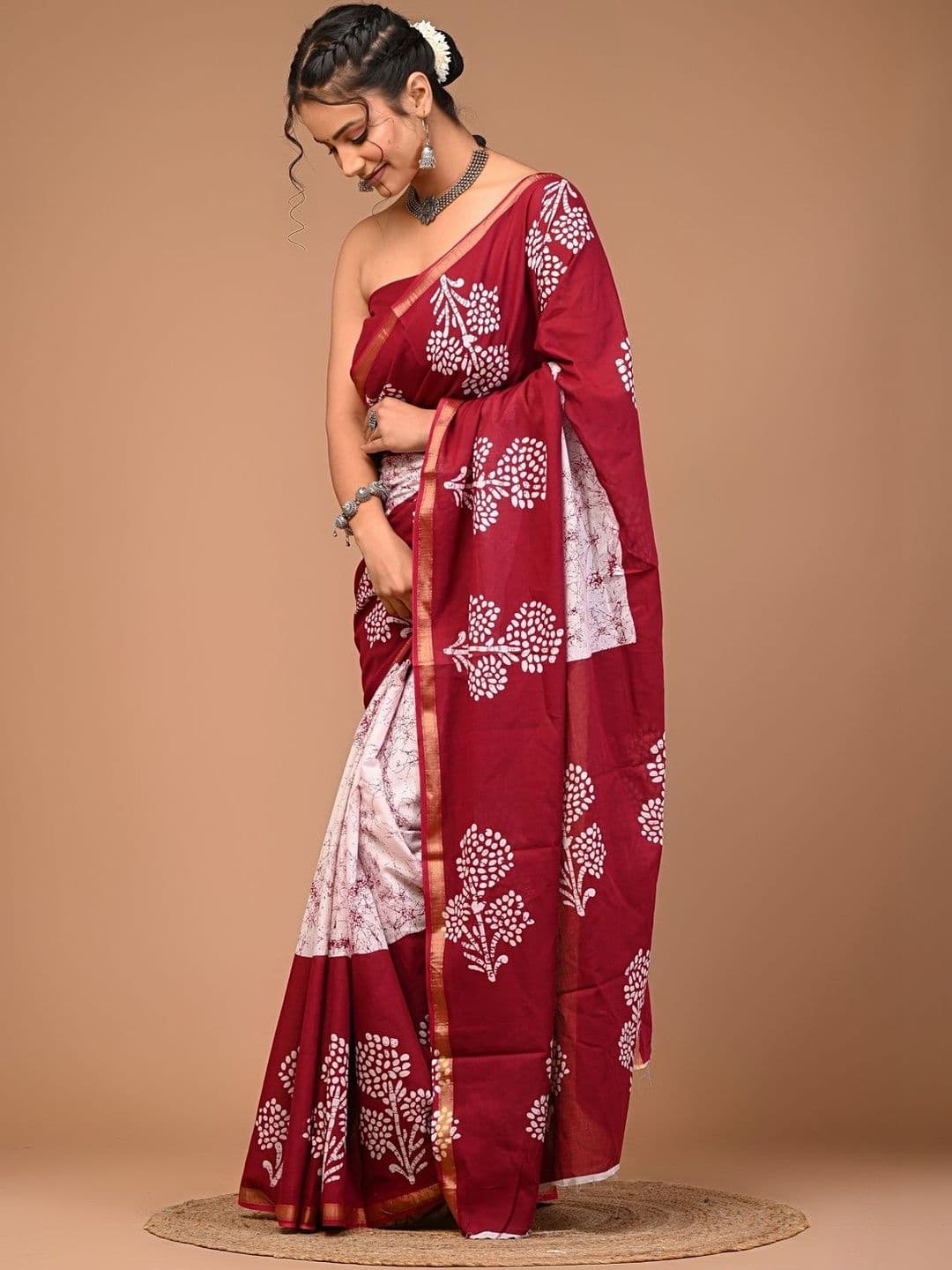 HERE&NOW Ethnic Motifs Pure Cotton Handloom Ikat Saree - view 1