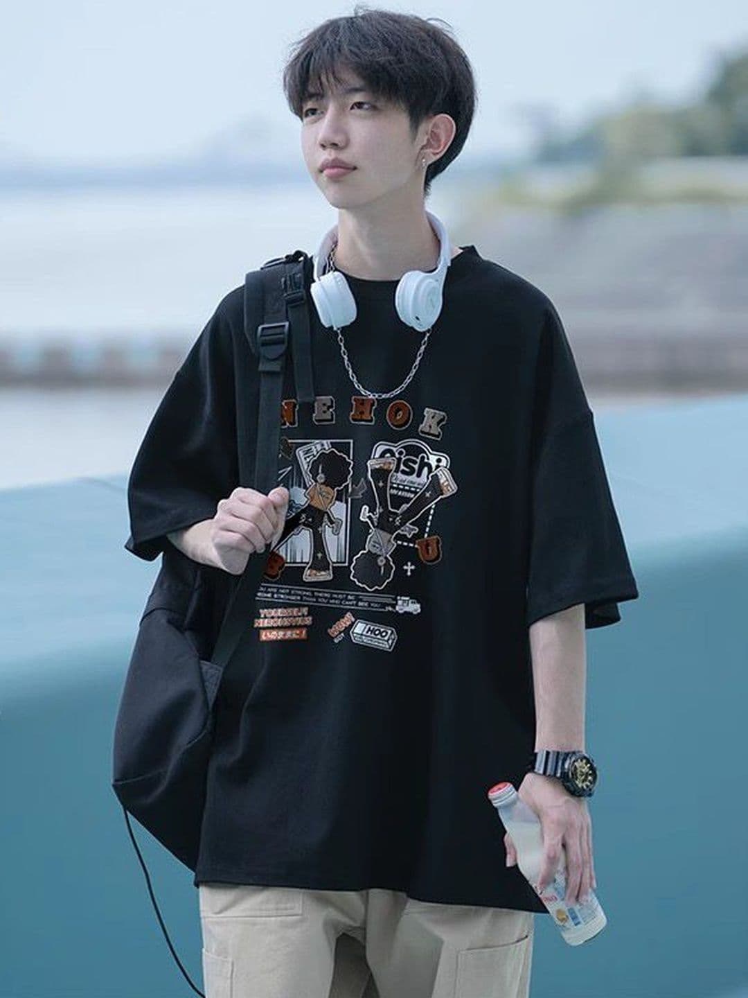 ANDREW HILL Men Printed Raw Edge T-shirt - view 1