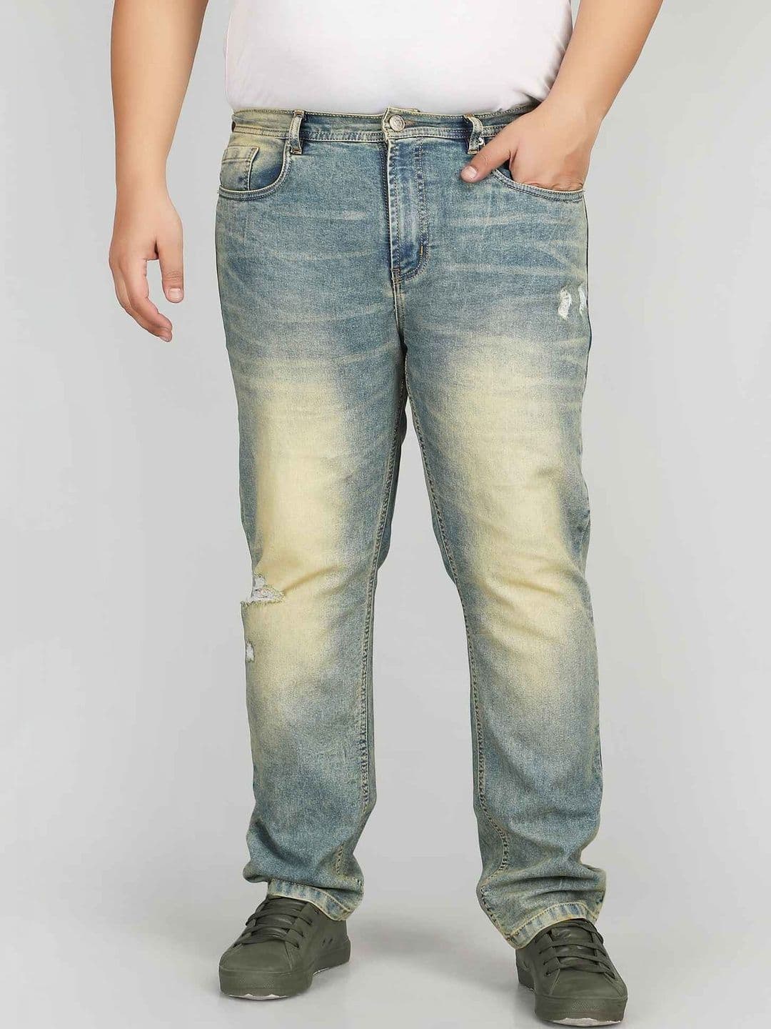 XL Wear Men Regular Fit Mid-Rise Mildly Distressed Heavy Fade Stretchable Jeans - view 1