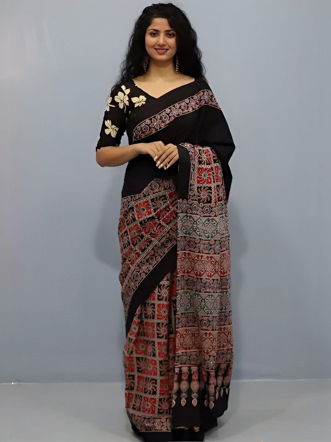 HERE&NOW Ethnic Motifs Pure Cotton Ikat Saree - view 1