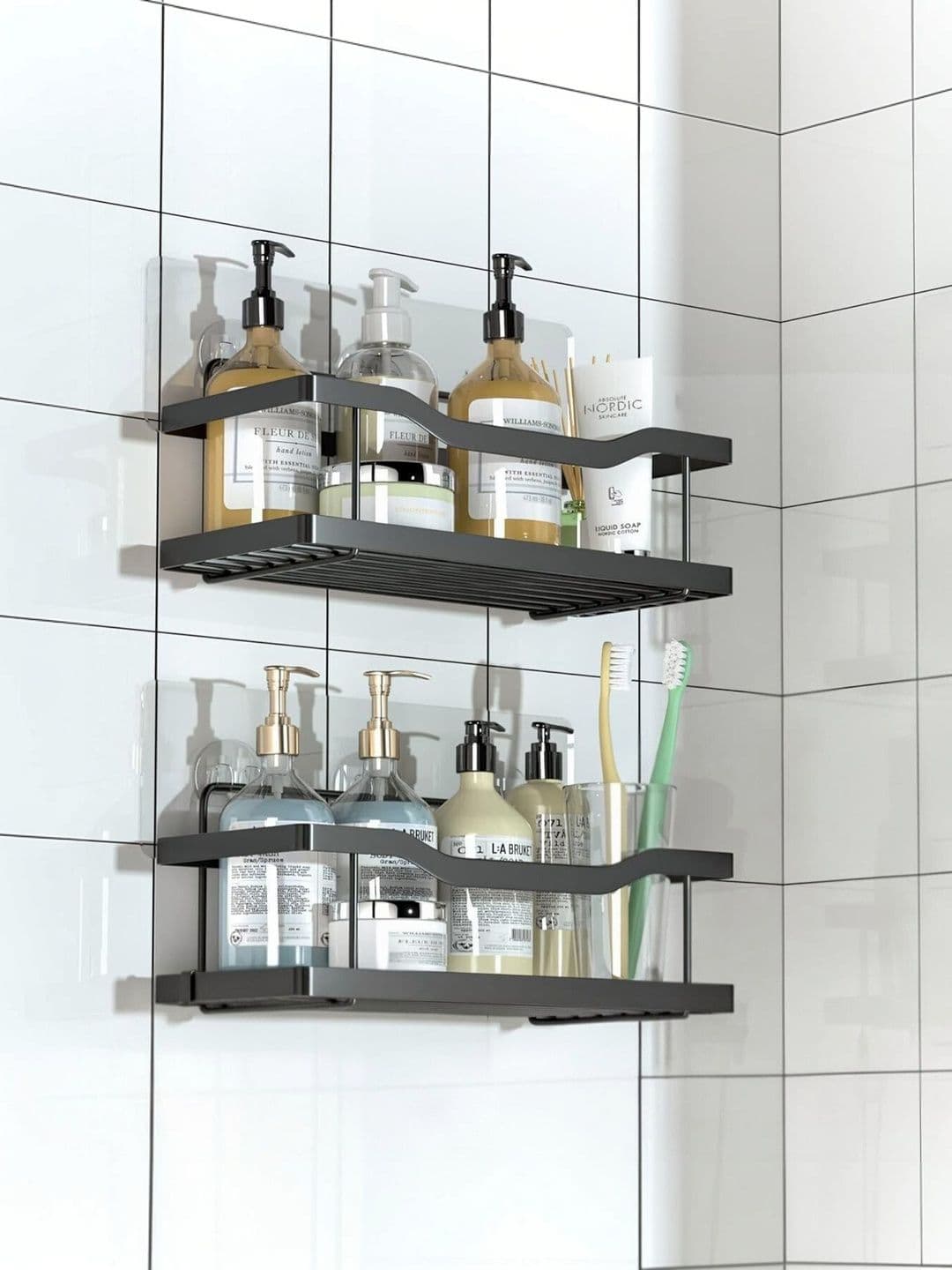 DXDT 2 pieces Black Multi purpose Bathroom kitchen rack Steel - view 1