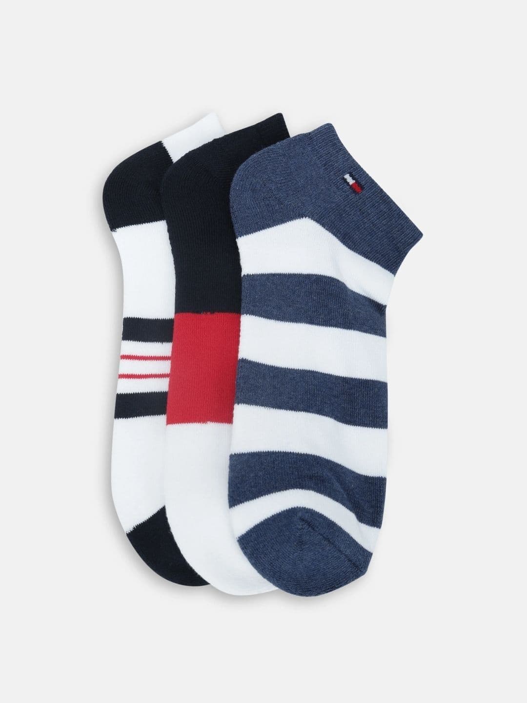Tommy Hilfiger Men Pack of 3 Cotton Assorted Striped Shoe Liners Socks - view 1