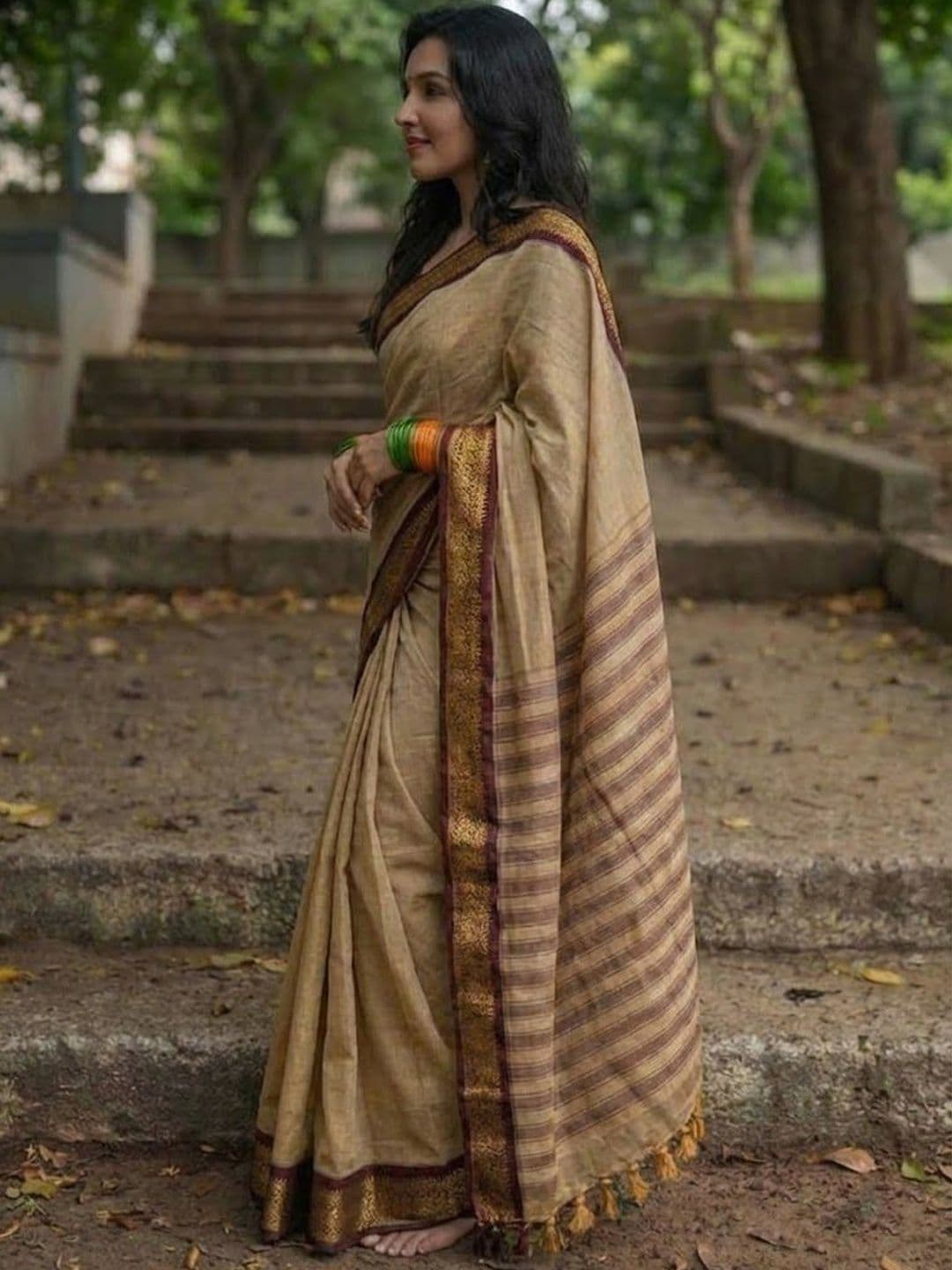 yourwish Woven Design Zari Silk Cotton Paithani Saree - view 1