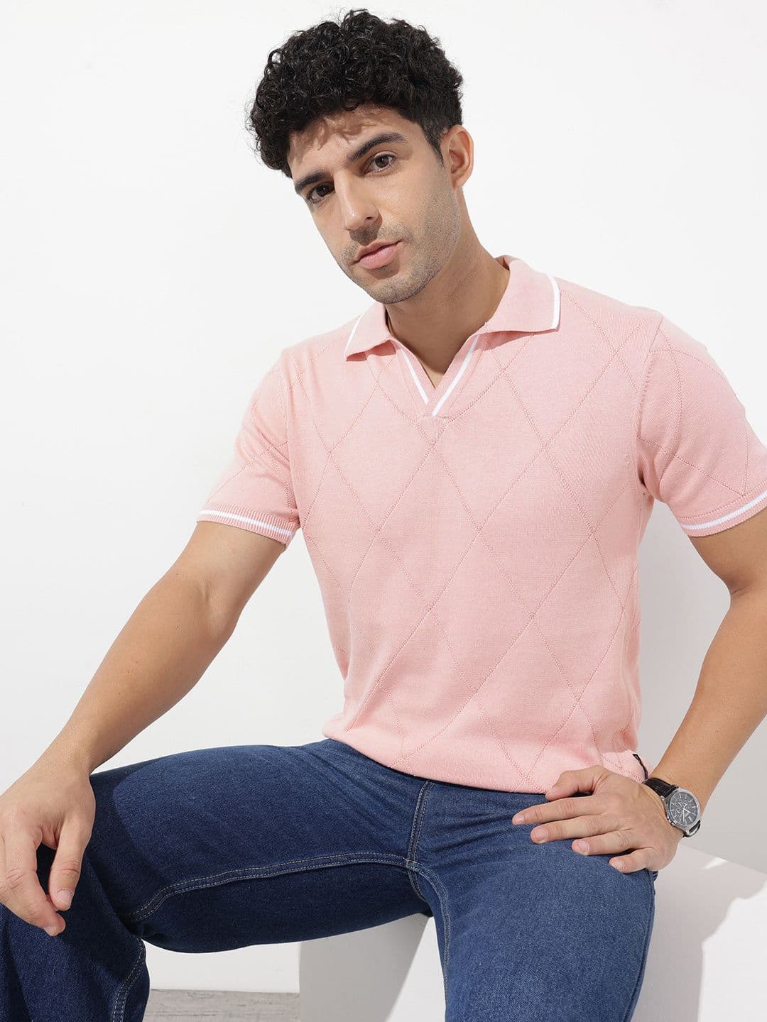 The Roadster Life Co. Self Designed Polo Collar Pure Cotton T-shirt - view 1