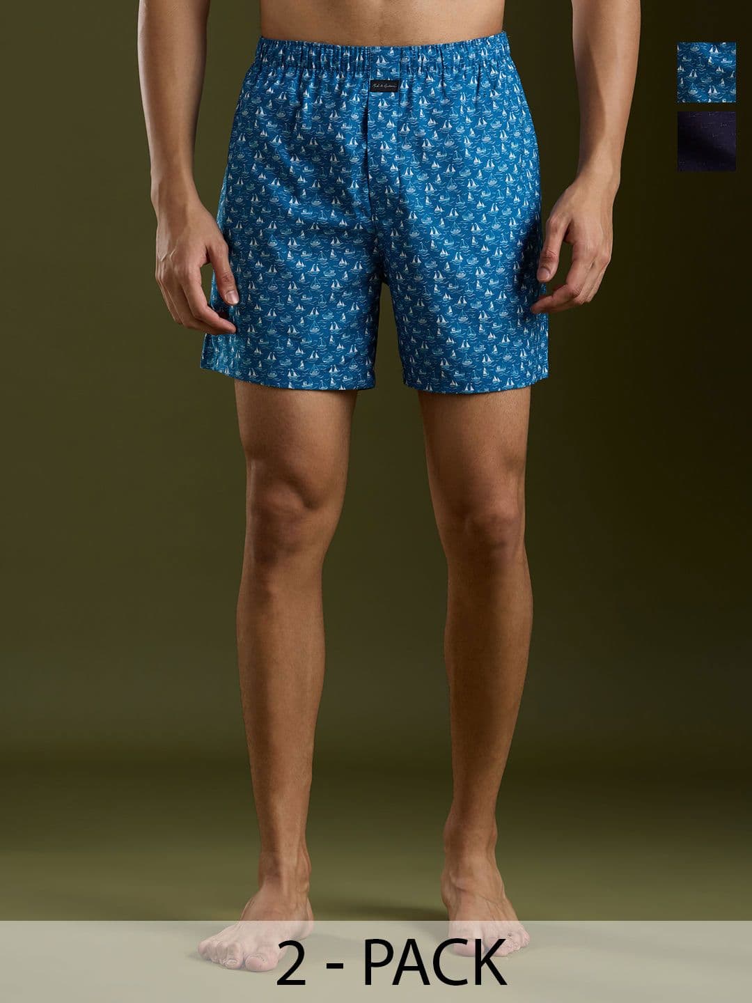 Mast & Harbour Pack Of 2 Printed Pure Cotton Boxers - view 1