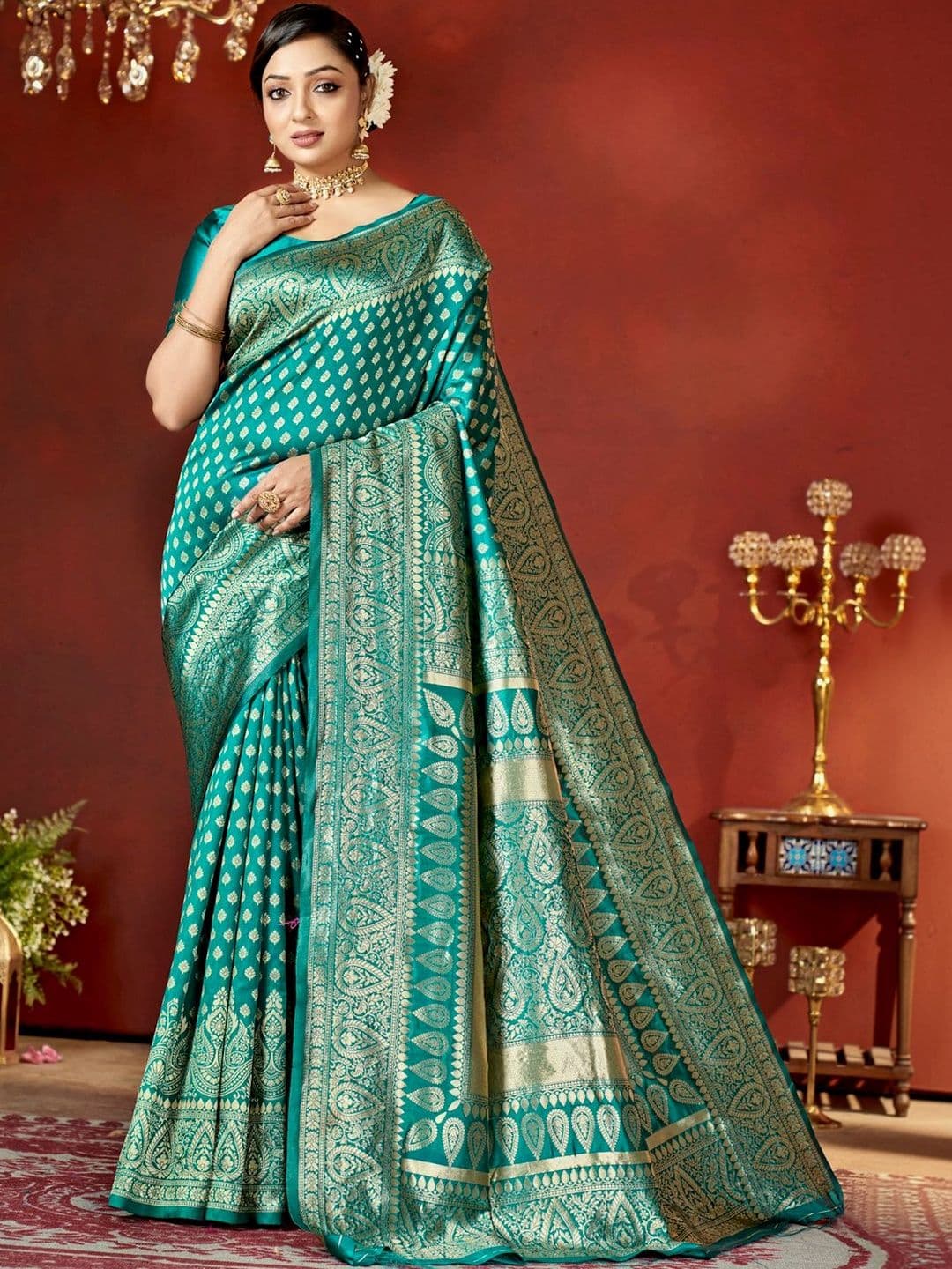 SZN Ethnic Motifs Zari Silk Blend Banarasi Saree - view 1