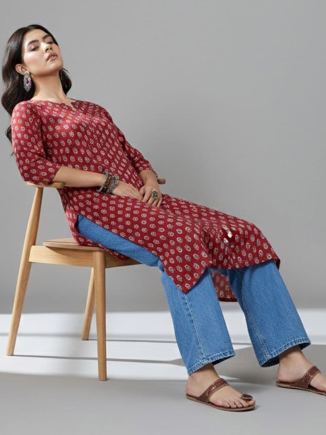 all about you Women Floral Printed Thread Work Kurta - view 1