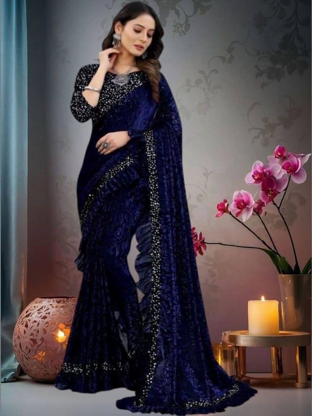 Miracle TEX Ethnic Motifs Sequinned Saree - view 1