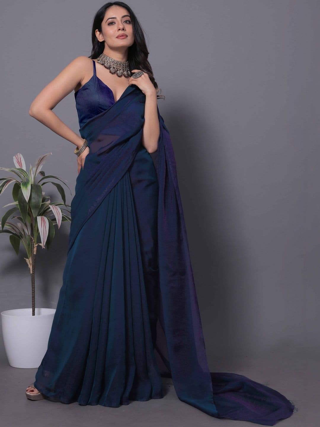 Anneca Poly Georgette Saree - view 1