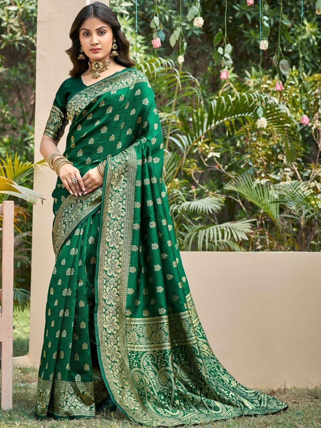 SZN Ethnic Motifs Zari Silk Blend Heavy Work Banarasi Saree - view 1