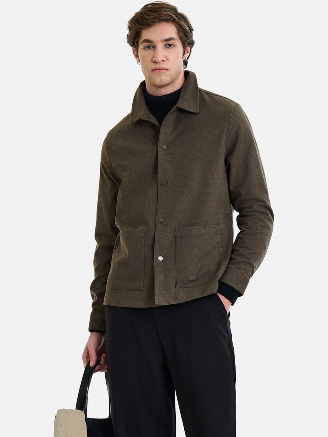 Snitch Brown Solid Jacket - view 1