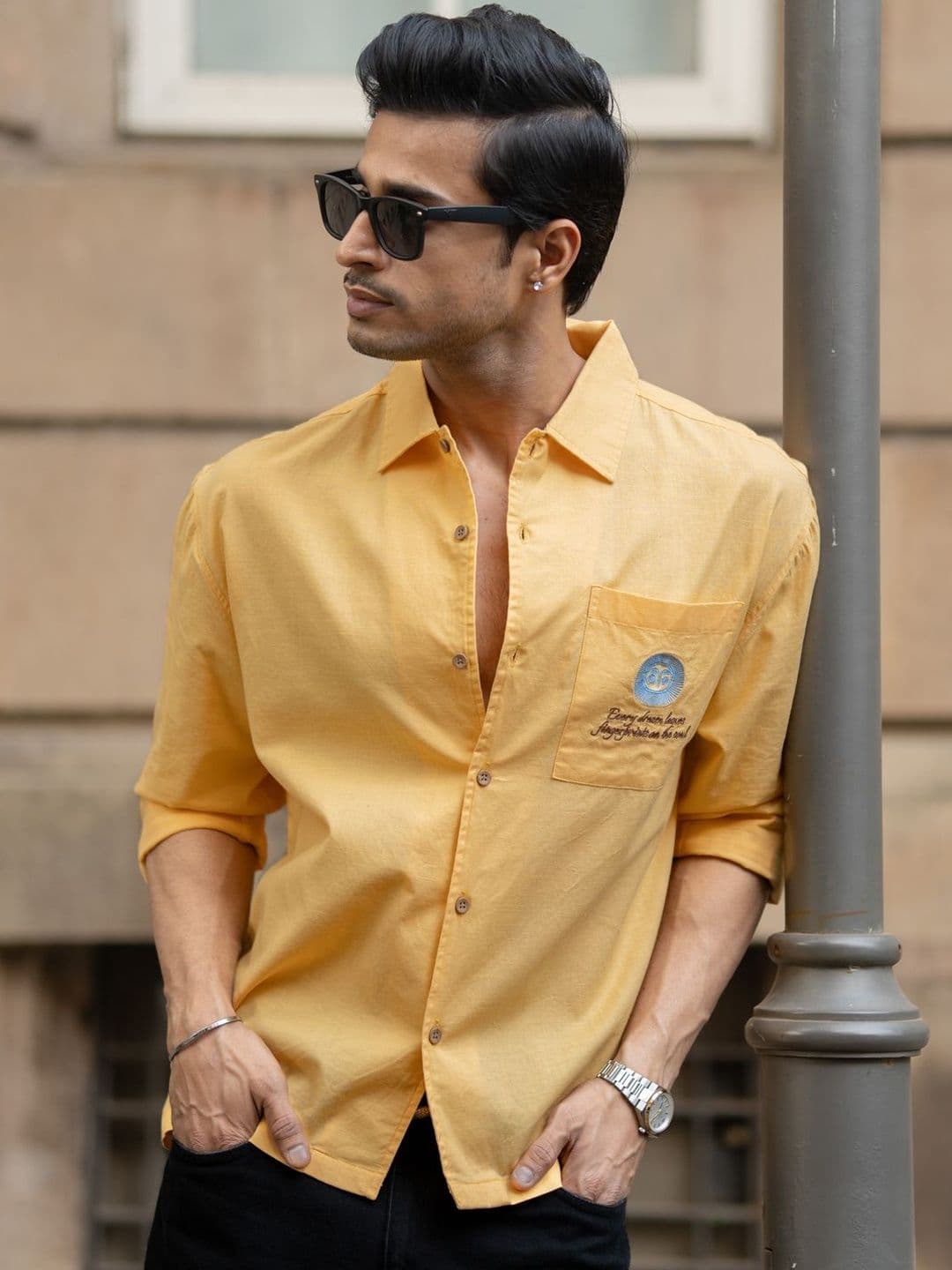 Powerlook Embroidered Printed Cotton Long Sleeves Shirt - view 1